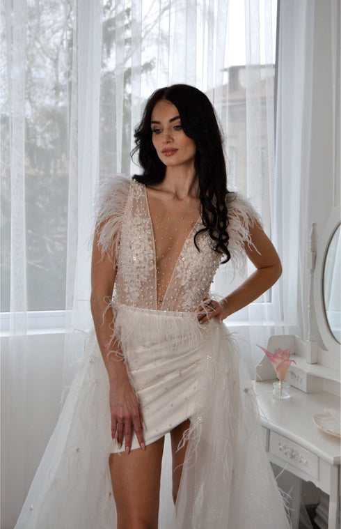 Detachable bridal train Wedding overskirt long train